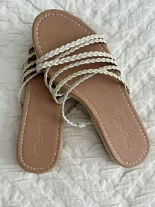 Madewell New W/O Box Women’s 7 Tan Leather Braided Espadrille Slide Sandals - Picture 1 of 4