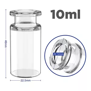 100pcs 10ml Sample Vials Liquid Sampling Bottle-Glass Clear FlatBottom Headspace - Picture 1 of 11