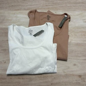 NWT J.Crew Perfect Fit Knit Goods Scoop Neck Long Sleeve T Shirt Sz L (Set of 2) - Picture 1 of 8