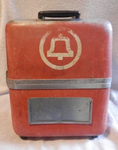 Vintage sehr einzigartiger roter Aluminium Telefongeräte Kanister - Bild 1 von 4