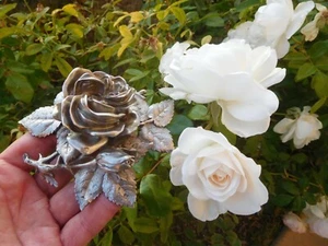 Extremely Rare French Art Nouveau Sterling Silver Roses Desktop Paperweight 🌹 - Picture 1 of 13