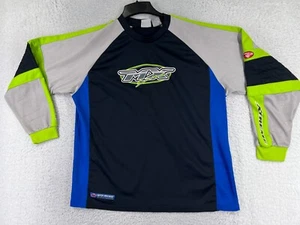 Super Machine MX Jersey Adult Large Black Gray Green MX BMX Long Sleeve Poly - Picture 1 of 14