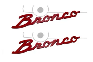 Red BRONCO LOGO FOR For-d Car Front Left And Right Door Fender Badge Chrome 2Pcs - Picture 1 of 3