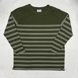 Jantzen 3/4 Sleeve Shirt Adult Men’s Medium? Green Stripes Button Crew Neck - Picture 1 of 8