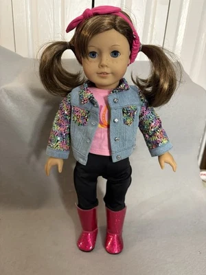 American Girl Doll Truly Me Blue Eyes Freckles Wearing Lila Riding Outfit - Image 1 of 4
