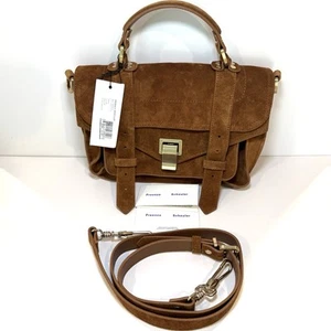 NWT Proenza Schouler PS1 Tiny Bag In Brown Suede With Crossbody Strap - Picture 1 of 17