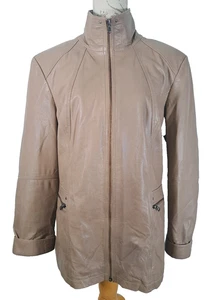 BARNARDO Dublin Leather Luxury Handmade Full Zip Jacket Beige 100% Leather Large - Picture 1 of 24