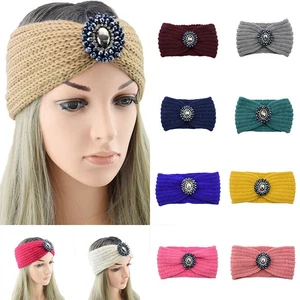 Knot Headband Crochet Jewel Knitted Turban Winter Ladies Ear Warmer Hair Band - Picture 1 of 47