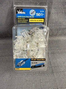 Ideal 85-376 Cat-6 Feed-Thru Rj45 Mod Plugs (50 Pk) IDI85376 - Picture 1 of 3