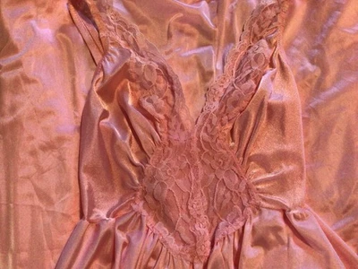 Camisón vintage Olga rosa barrido completo estilo 9227 detalle de encaje talla M Foto 1 de 4