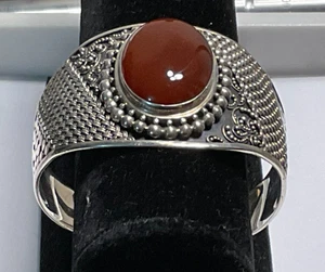 Armreif Sterlingsilber dunkelroter Stein, signiert BA, 62,2 Gramm - Bild 1 von 15