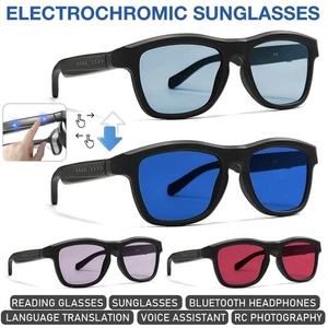 Electrochromic Glasses Tint Changing Sunglasses Bluetooth Headset AI Translation - Picture 1 of 34