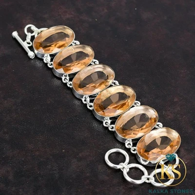 Venta de San Valentín Morganita Piedras Preciosas 925 Bisel Esposa Cadena Pulsera Foto 1 de 4