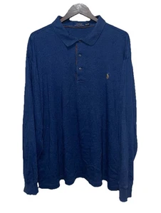 Polo Ralph Lauren Men’s 3XLT Long Sleeve Shirt Navy Blue Pony Logo 3 Button - Picture 1 of 7