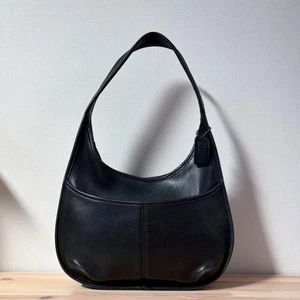 Old Coach Ergo Zip One Shoulder Bag Leather Black 9033 Vintage Used 112202 - Picture 1 of 10