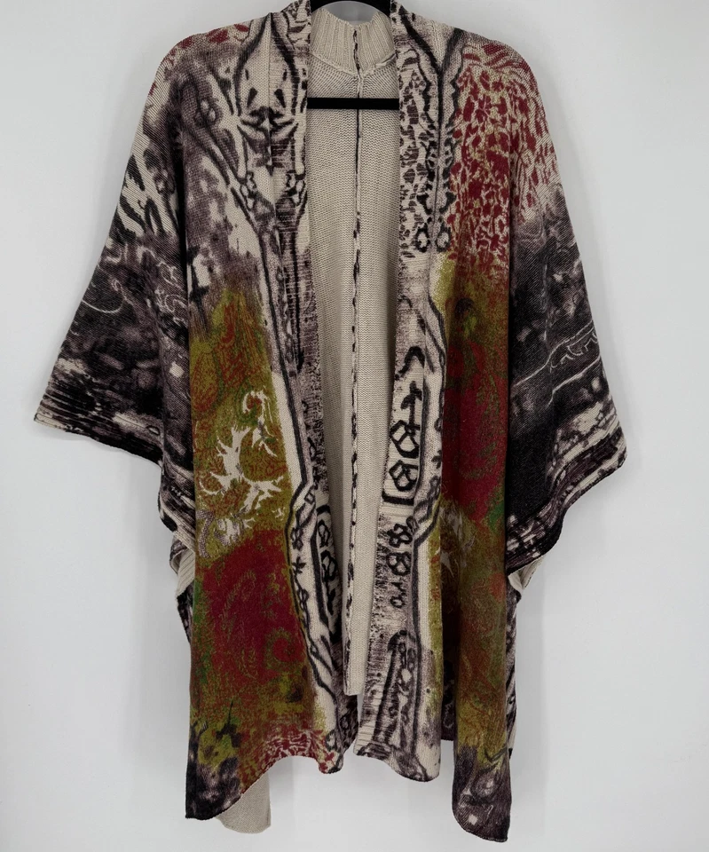Poncho Soft Surroundings Mujer Talla Única Multicolor Estampado Tapiz Ruana Envoltura Foto 1 de 4