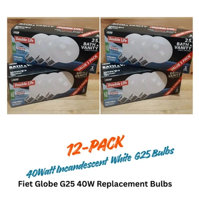 QTY 4- Feit ELECTRIC 40-Watt G25 120v (Clear) 12 bulbs, Bath & vanity - Image 1 of 4