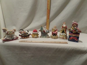 Cajas de baratijas de porcelana con bisagras temáticas "Navidad", lote de 7 vintage - Imagen 1 de 7