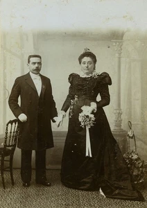 Frankreich Tourcoing Paar Portrait Hochzeit alter Schrank Karte Foto Huisman 1900 #3 - Bild 1 von 3