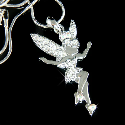 Trasparente Campanellino IN Swarovski Cristallo Fairy Folletto Angelo Collana - Immagine 1 di 1
