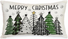 Christmas Pillow Cover 12X20 Inch Buffalo Colorful Christmas Trees Decoration Ho