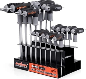 18-Piece T-Handle Hex Key Set, Inch/Metric Long Arm Ball End Allen Wrench Set... - Picture 1 of 2