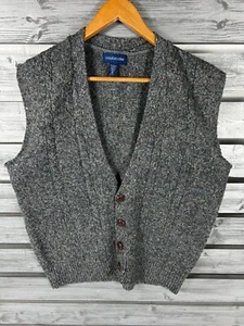 Vintage 90s Claybrooke Cardigan Sweater Vest Mens XL/L dad grandpa Wool Blend - Picture 1 of 6
