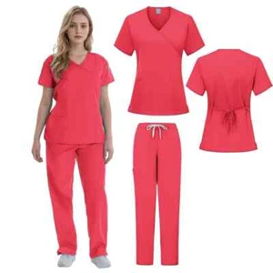 Scrubs Uniforms Sets Nurse Spandex Rayon Spa Uniform Women Nurse Medical Scrubs - Picture 1 of 18