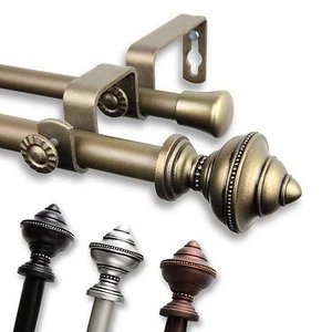 Javi 5/8" Double Curtain Rod Adjustable Drapery Rod 28"-120" (4 color, 3 sizes) - Picture 1 of 5