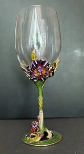 Bronce Esmaltado Cristales de Swarovski Copa de Vino Austria Flores Pájaro FF - Imagen 1 de 8
