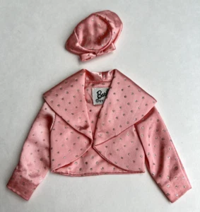 Vintage Barbie Puppe rosa Satin Jacke Bolero & Hut mit Silber Glitzer Mattel SCHÖN - Bild 1 von 3