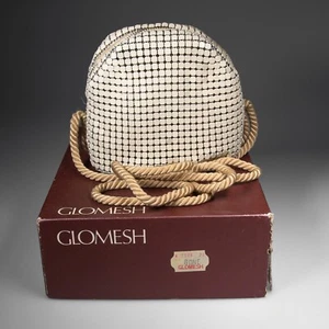 Vintage GLOMESH cream crossbody with rope handle in original box -c1980s - Picture 1 of 11