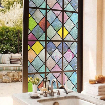 Retro Frosted Static Window Film Bathroom Stained Glass Sticker Reusable Anti-UV - Image 1 of 4