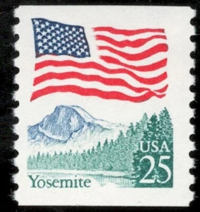 US. 2280, 25c. Bandera y Yosemite. Bobina individual. 2280a. Etiquetado moteado. MNH. 1989 - Imagen 1 de 1