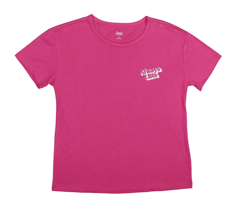 Jenni Women’s Graphic-Print Crewneck Pajama Top Pink Medium