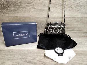 Vintage Daniella Metal Purse Clutch Crystal Accent & Closure, velvet  Mirror NEW - Picture 1 of 7