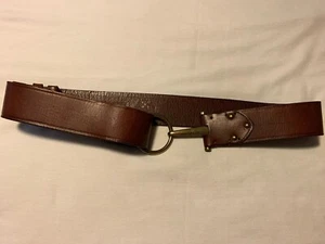 Vince Camuto Size XL Belt Brown Genuine Leather Brass Circle Clasp  2” Wide - Picture 1 of 9