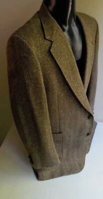VTG. DAKS 100% Wool Tweed 2 Button Blazer/Sport Coat Brown SZ 44L?? USA Made - Image 1 of 4