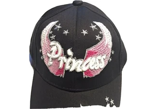 Baseball Caps "Prinzessin" mit Flügeln bestickt Caps Mützen Kinder Junior schwarz - Bild 1 von 6