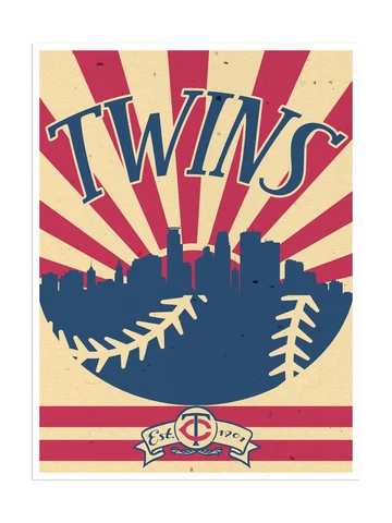 Minnesota Twins Poster Print Sunset Wall Art Man Cave Decor 12x16" Cover