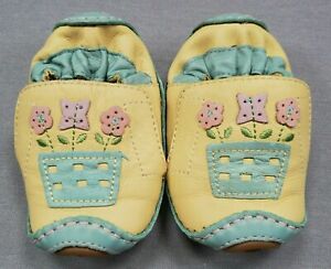 Baby Girl Umi 0-6 Month Yellow & Blue Flowers Shoes