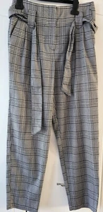 Primark Damengröße 10 schwarz & weiß Hahnentritt kariert Gürtel Hose - Bild 1 von 6