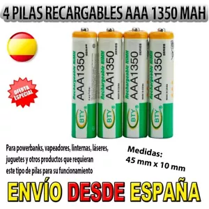 4 PILAS AAA 3A LR03 24A BATERIAS 1350MAH 1350 RECARGABLES TRIPLE A NI-MH - Imagen 1 de 7