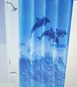Dolphin Nautical Tropical PEVA Chloride-Free Shower Curtain by Mainstays New - Picture 1 of 6