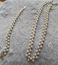 Vintage Pierre Cardin Gold Tone White Faux Pearl  Statement Necklace & Bracelet