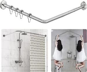 L Shaped Shower Curtain Rod, Adjustable (23.6"-52.4" X 23.6"-52.4"), Corner Show - Picture 1 of 9