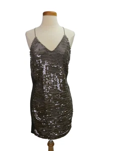 Greylin Alaia Sequin Dress Size Small Brown Anthropologie Party Racer Back MIni - Picture 1 of 5