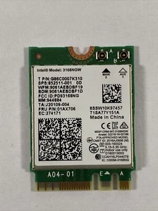 Genuine Intel Wireless-AC 3168NGW 802.11ac WiFi Card M.2 HP Lenovo - Picture 1 of 4