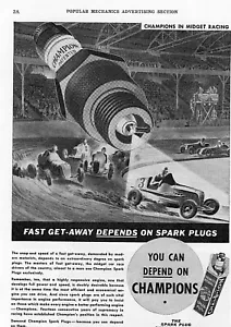 Vintage Werbedruck, Champion Zündkerzen für Midget Racing, 1930er, 9,5, x 6,25., - Bild 1 von 2