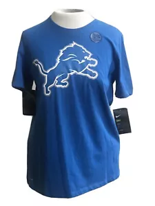 Nike Boys Or Girls Detroit Lions Blue T-Shirt New Size Large Dri-Fit Cotton Tee - Picture 1 of 2